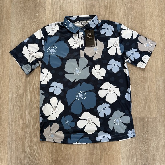 Swannies Golf Other - Swannies Golf Mellblom Polo Shirt Mens Large Navy Floral All Over Print NWT
